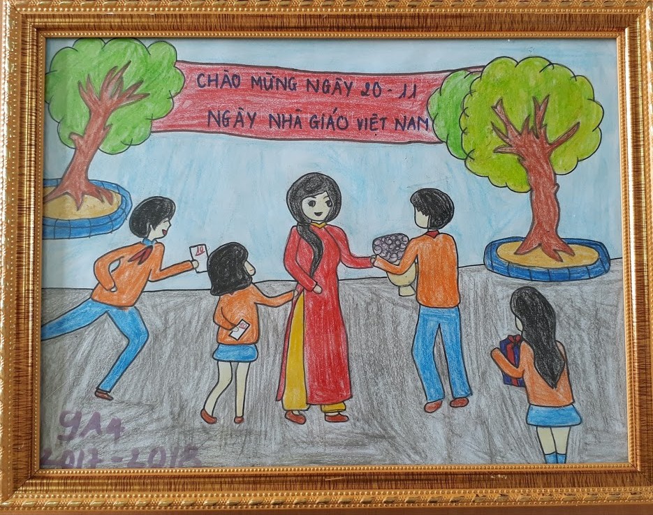 Vẽ tranh đề tài ngày Nhà giáo Việt Nam 2011  Vẽ học sinh tặng hoa cô giáo  2011  Mỹ thuật 8  YouTube