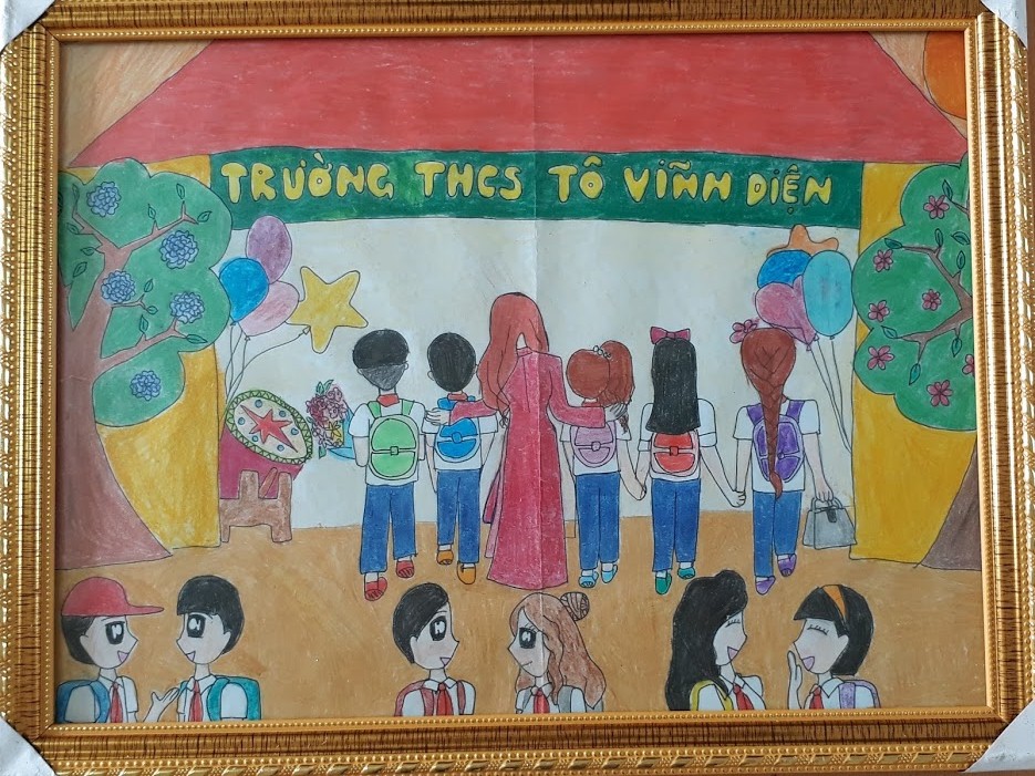Học sinh trường THCS Tô Vĩnh Diện vẽ tranh chào mừng ngày nhà giáo Việt Nam 20-11